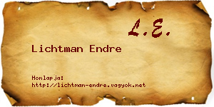 Lichtman Endre névjegykártya